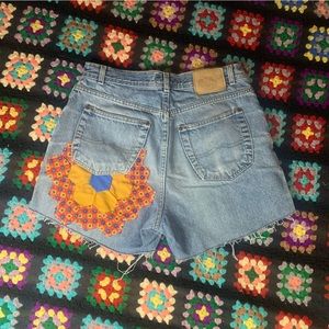 Vintage quilted cut off shorts
